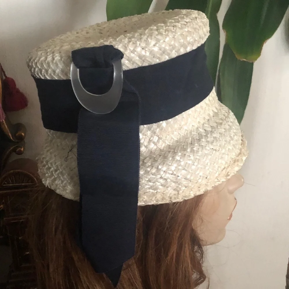 Vintage Cream Straw Hat - Picture 8 of 14
